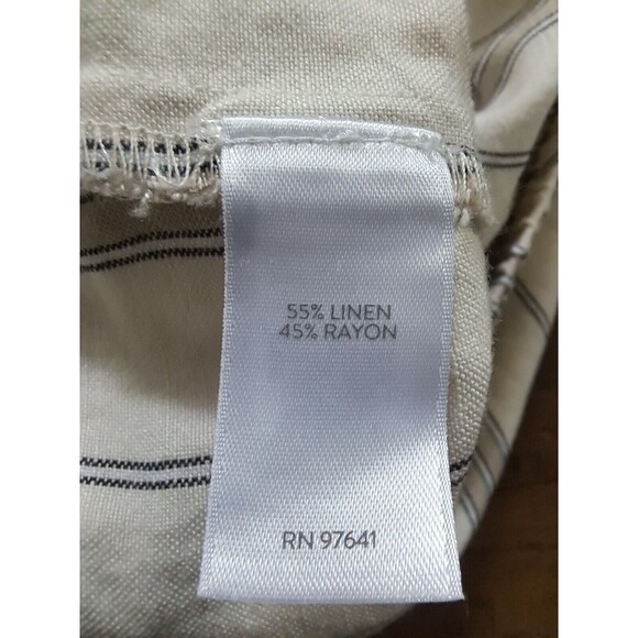 J. Jill Linen Blend Striped Lightweight Pants Medium Tie Waist Beige Boho Casual - Picture 9 of 16